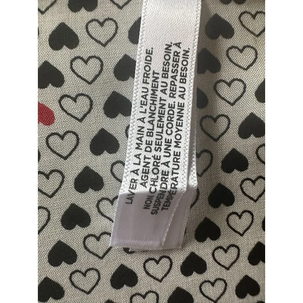 Talbots White Black Red Heart Print Square‎ Scarf